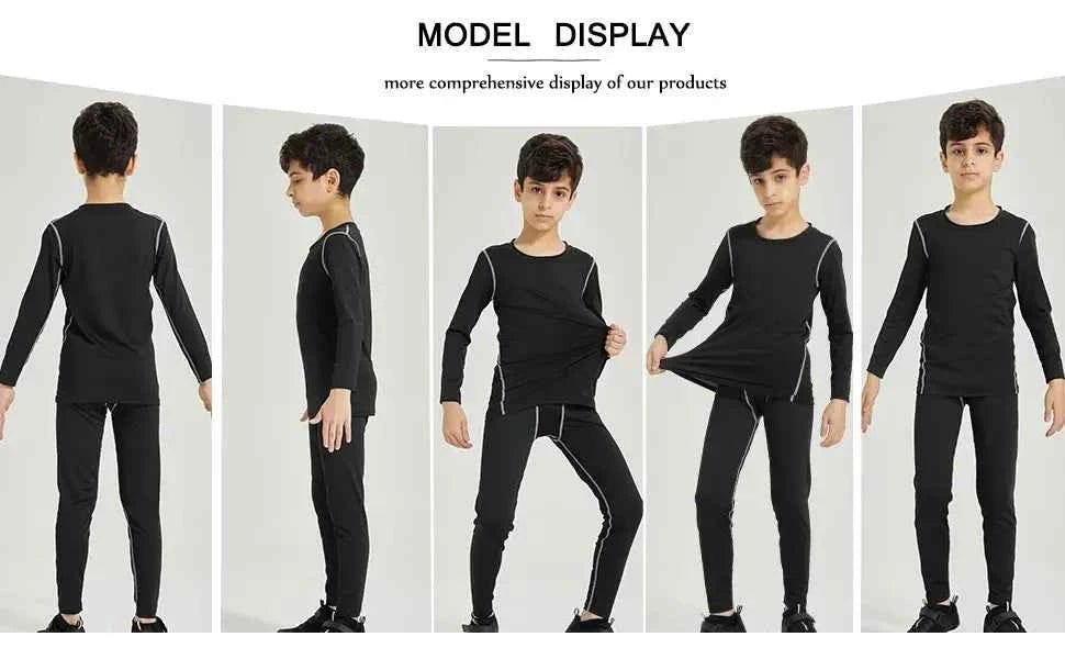 Combinaison de sport d'hiver pour enfants, sous - vêtements thermiques à séchage rapide, vêtements de Compression pour garçons et filles, pour basket - ball et Football - Harmonie