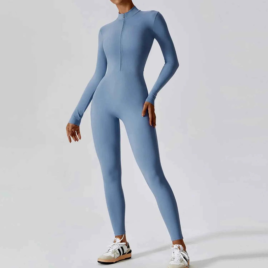 Combinaisons pour femmes, combinaison une pièce avec fermeture éclair, manches longues, ensemble de Yoga, vêtements d'entraînement Push Up, Fitness, body, vêtements de sport, survêtement - Harmonie