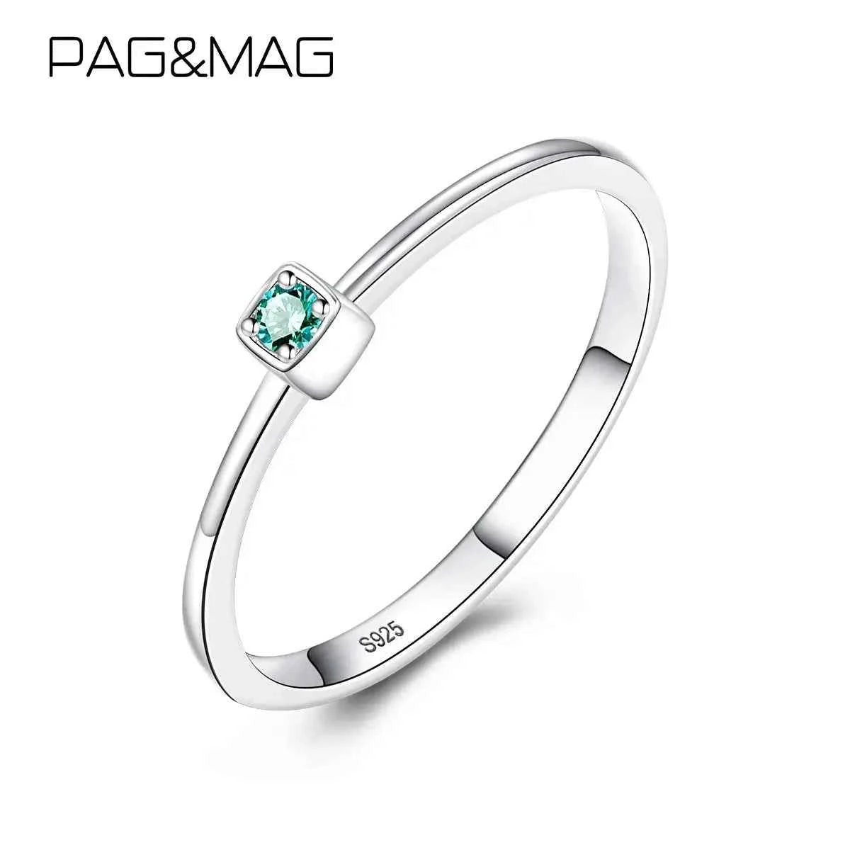 PAG & MAG - Bague en argent regardé 925 pour femme, émeraude créée, bague empilable, pierre précieuse verte, 193.as de plMi925 - Harmonie