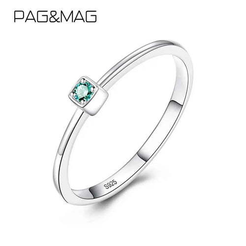 PAG & MAG - Bague en argent regardé 925 pour femme, émeraude créée, bague empilable, pierre précieuse verte, 193.as de plMi925 - Harmonie