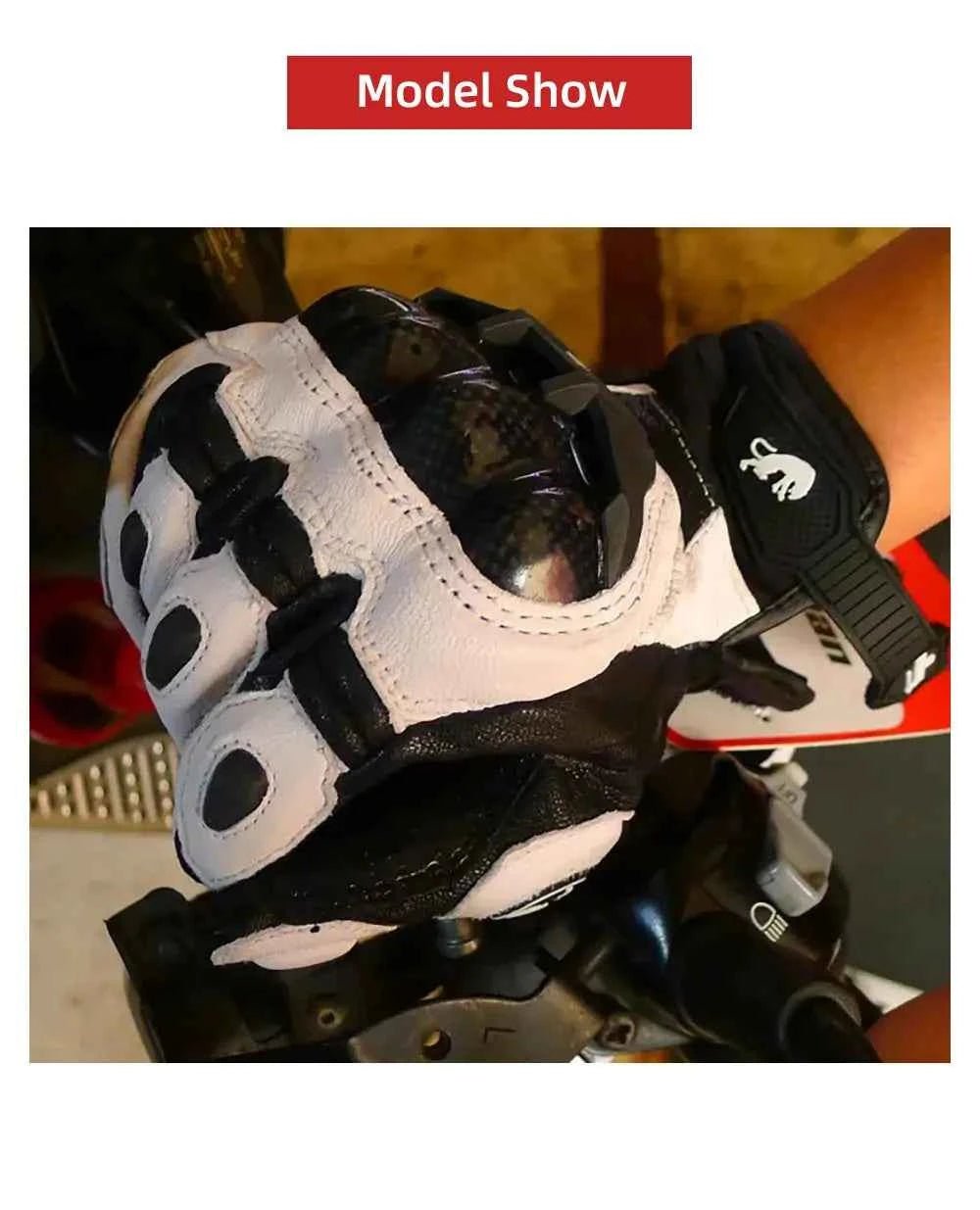 Gants de moto en cuir véritable pour hommes, équipement de protection, moto de course, haute qualité, Luva - Harmonie