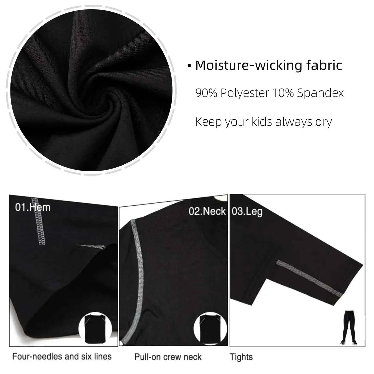 Combinaison de sport d'hiver pour enfants, sous - vêtements thermiques à séchage rapide, vêtements de Compression pour garçons et filles, pour basket - ball et Football - Harmonie