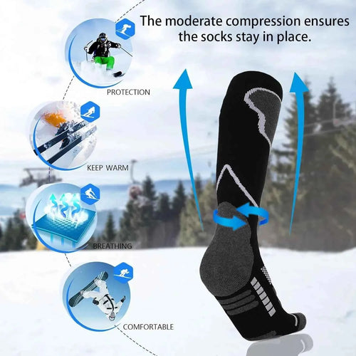 YANBIGUO 2 paires de chaussettes de Ski en laine, chaussettes chaudes thermiques jusqu'aux genoux pour temps froid pour le snowboard, la neige, l'hiver, la chasse - Harmonie