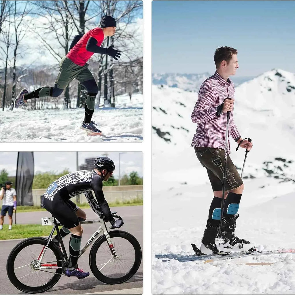 YANBIGUO 2 paires de chaussettes de Ski en laine, chaussettes chaudes thermiques jusqu'aux genoux pour temps froid pour le snowboard, la neige, l'hiver, la chasse