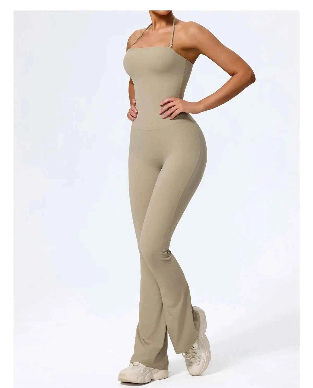 NewFall/hiver femmes sans manches Yoga combinaison femme gymnastique évasé salopette cou-pendu dos nu vêtements de Sport tenue de Sport pour femme