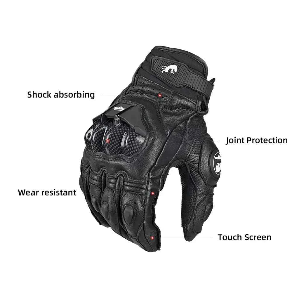 Gants de moto en cuir véritable pour hommes, équipement de protection, moto de course, haute qualité, Luva - Harmonie