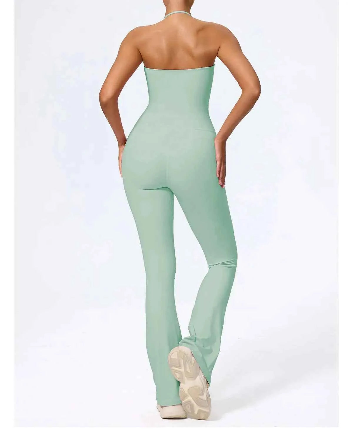 NewFall/hiver femmes sans manches Yoga combinaison femme gymnastique évasé salopette cou-pendu dos nu vêtements de Sport tenue de Sport pour femme