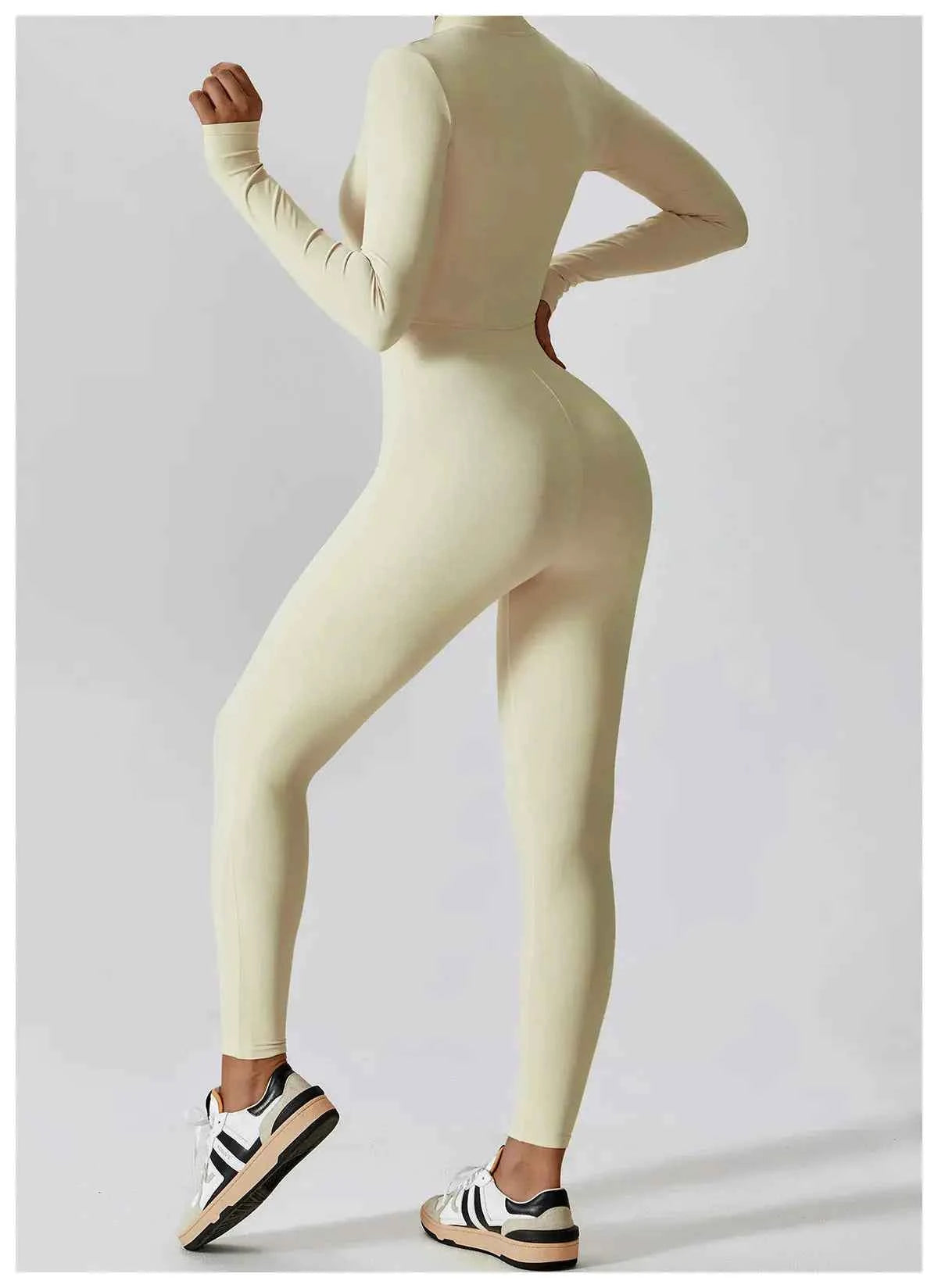 Combinaisons pour femmes, combinaison une pièce avec fermeture éclair, manches longues, ensemble de Yoga, vêtements d'entraînement Push Up, Fitness, body, vêtements de sport, survêtement