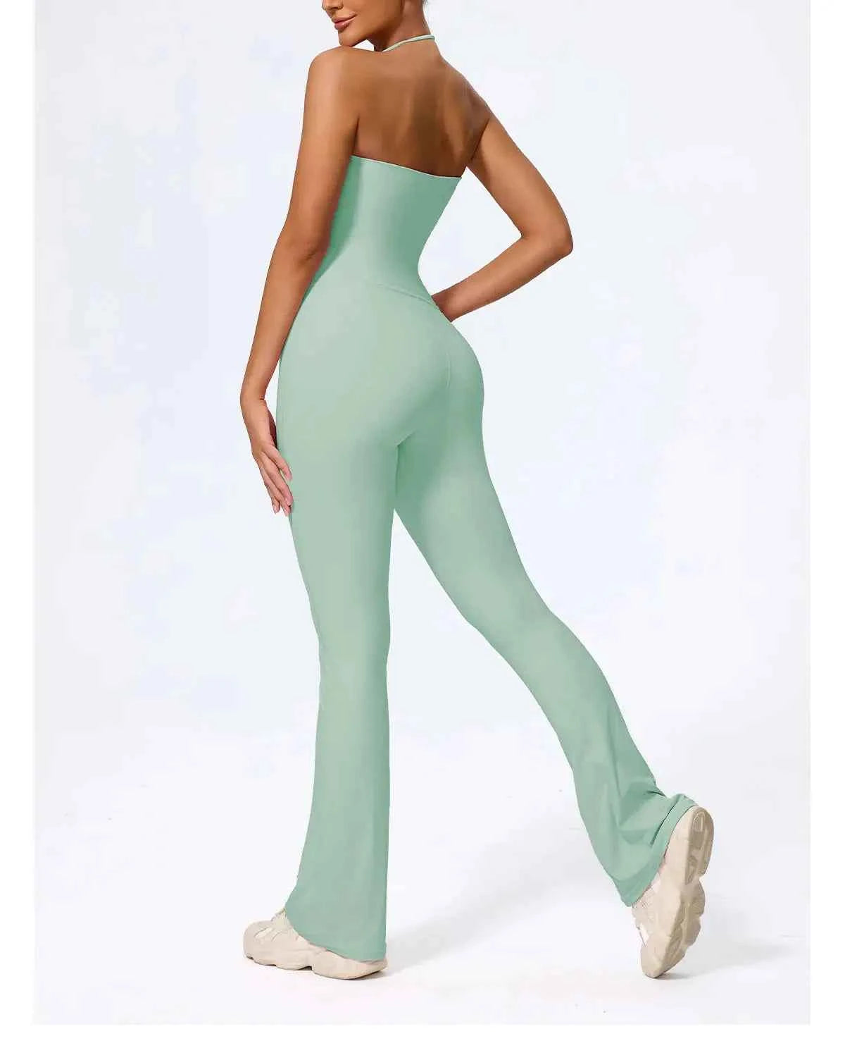 NewFall/hiver femmes sans manches Yoga combinaison femme gymnastique évasé salopette cou-pendu dos nu vêtements de Sport tenue de Sport pour femme