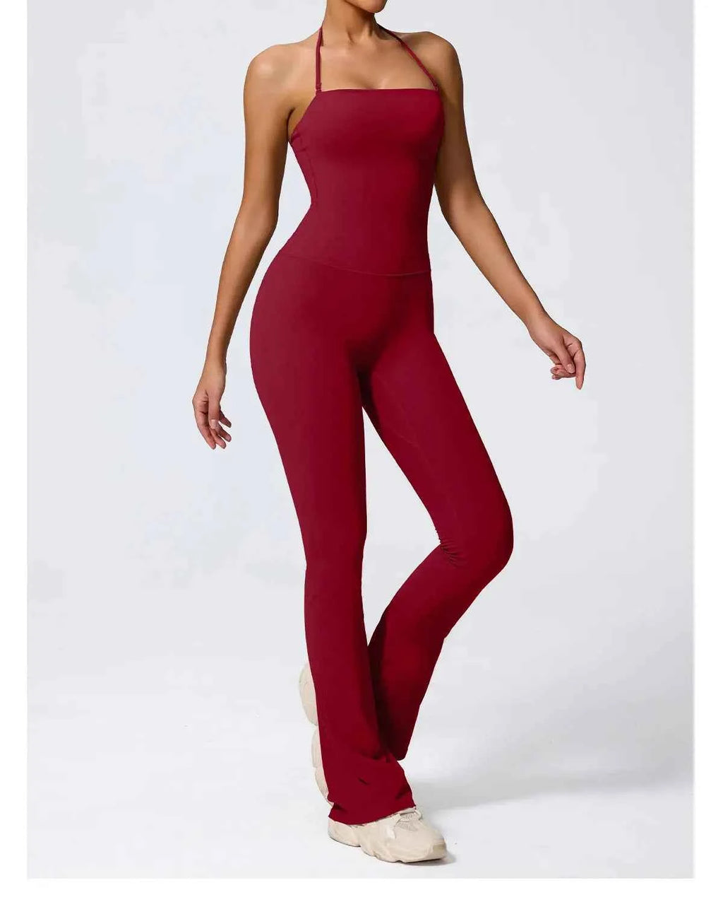 NewFall/hiver femmes sans manches Yoga combinaison femme gymnastique évasé salopette cou-pendu dos nu vêtements de Sport tenue de Sport pour femme