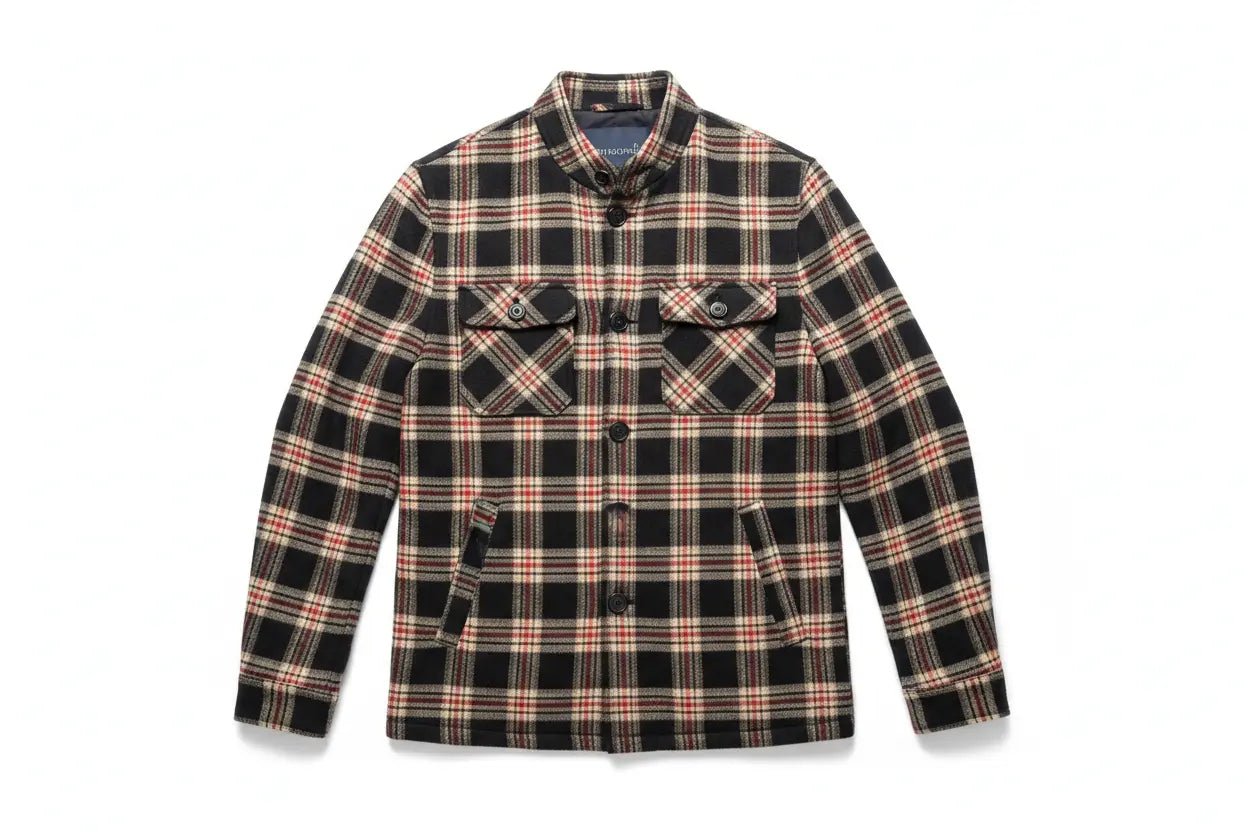 Veste Casual Homme Carreaux - Chaude Col Montant Zippée - Harmonie